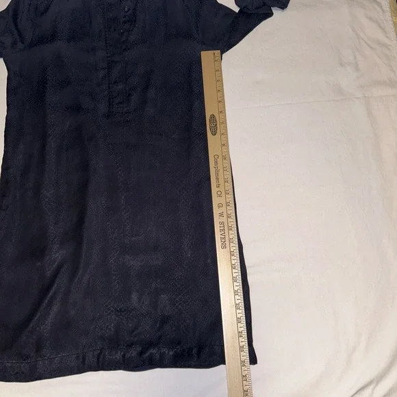 Banana republic Navy women's dress size 4 LS With Pockets subtle snakeskin print - Picture 16 of 16